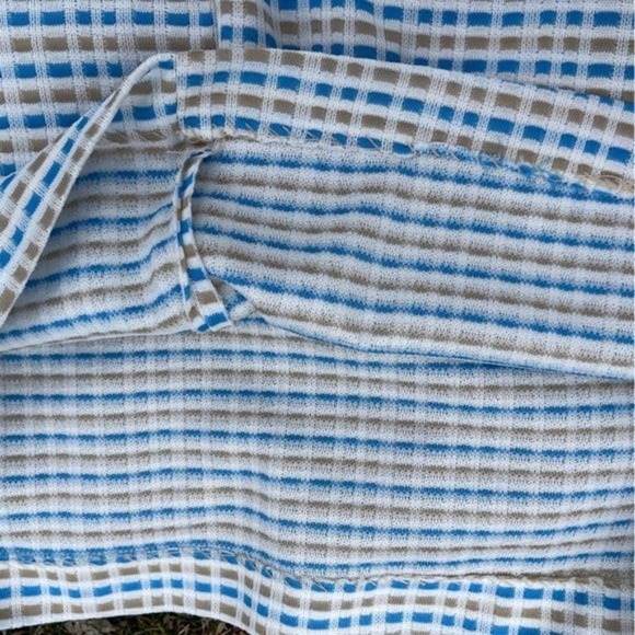 Vintage 60s Shift Dress Short Sleeves Handmade Back Zip White Squares Sz Large - Picture 7 of 12